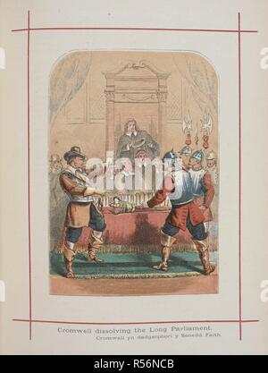 Cromwell dissolvant le Long Parlement. Soldats qui ont la mace. Une histoire de l'Angleterre pour les jeunes. London ; New York : London Printing & Publishing Co., [1872, 73]. Source : 9504.ss7 vol.II page 96. Auteur : Tyrrell, Henry. Banque D'Images