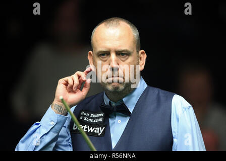 Mark Williams lors de son match contre Adam Duffy au cours de la troisième journée du Championnat du Royaume-Uni Betway au York Barbican. Banque D'Images