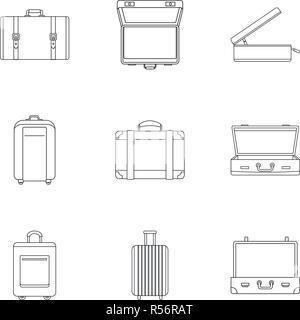 Billet d'assurance icon set. Description Ensemble de 9 bagages de voyage icônes vectorielles pour le web design isolé sur fond blanc Illustration de Vecteur