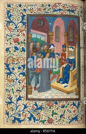 Miniature du Christ devant Pilate. Livre d'heures, l'utilisation de Sarum. Pays-bas, S. ; 3ème quart du 15ème siècle. Source : Harley 2985, f.61v. Langue : le latin. Banque D'Images