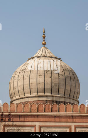 Coupole principale de la mosquée Jama Masjid, Old Delhi, Inde Banque D'Images