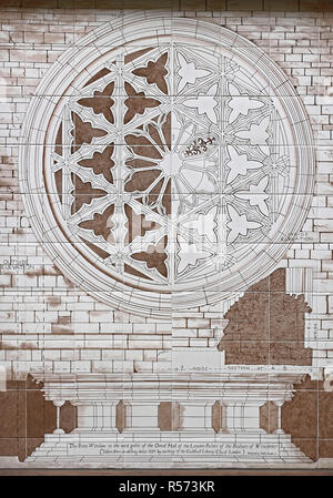 Londres, Royaume-Uni - Octobre 09, 2010 : Rose à la Winchester Palace à Southwark. Grande salle historique Fenêtre ronde à Bishop Palace à Londres, Banque D'Images