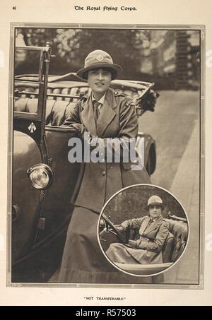 "Non transférable". Membre de la Women's Royal Flying Corp. En 1917, la légion de femmes avaient un emploi auxiliaire par le Royal Flying Corps en tant que chauffeurs, commis, d'estafettes et des standardistes. Après le Royal Flying Corps et le Royal Navy Service ont fusionné en 1918 pour former la Royal Air Force, la Women's Royal Air force a été formé. . Le travail et la formation de la Royal Flying Corps. [Avec illustrations.]. Londres : Illustrated London News, [1918]. Source : 9081.h.13 page 46. Banque D'Images