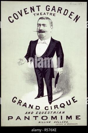 Covent Garden Theatre. Grand cirque et pantomime équestre. William Holland, locataire et gestionnaire. Avec une vraie caricature d'un homme, peut-être William Holland. Une collection de brochures, prospectus et autres imprimés relatifs aux infirmières de l'entertainment et de la vie quotidienne. [Paris], [1885 ?]. Source : EVAN.1891. Langue : Anglais. Auteur : Evanion, Henry. Banque D'Images