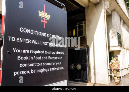 Londres Angleterre,Royaume-Uni,Westminster,casernes Wellington,installation militaire,bataillons des gardes-pieds,gardes royaux,quartier général du régiment,extérieur,U Banque D'Images