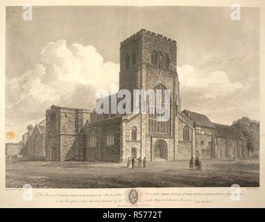 Vue du nord-ouest de l'église de l'abbaye de Saint Pierre et Saint Paul, dans la région de Shrewsbury. N.W. Vue sur l'église de l'abbaye de Saint Pierre et Saint Paul, dans la région de Shrewsbury. L'année 1814. Source : Maps K.Haut.36,18.k.3. Langue : Anglais. Auteur : Buckler, J. Banque D'Images