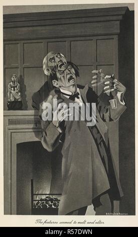 La transformation. L'étrange cas du Dr Jekyll et M. Hyde ... Illu. John Lane : Londres, 1930. Les fonctionnalités semblait fondre et modifier". La transformation du Docteur Jekyll à Mr Hyde. Image prise à partir de l'étrange cas du Dr Jekyll et M. Hyde illustré par S. G. Hulme Beaman. Publié à l'origine/produit dans John Lane : Londres, 1930. . Source : 012603.bb.29, en face de 100. Langue : Anglais. Auteur : STEVENSON, ROBERT LOUIS. Hulme-Beaman, S. G. Banque D'Images