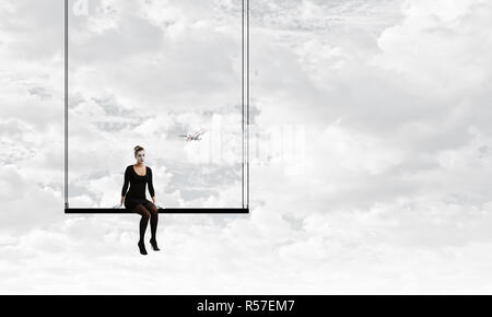 Jeune femme mime. Technique mixte Banque D'Images