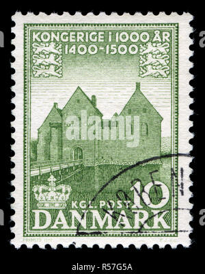 Timbre cachet dans le royaume du Danemark Le Danemark série émise en 1954 Banque D'Images