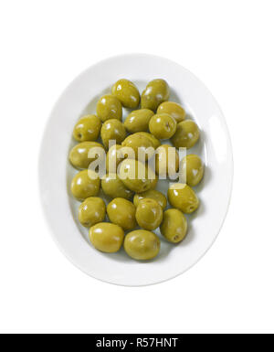 Olives vertes de plaque Banque D'Images