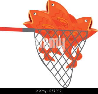 Poissons de sport de pêche pris dans net vector illustration Illustration de Vecteur