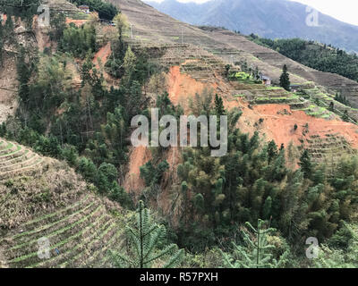 Vue sur les collines recouvertes de Dazhai pays Banque D'Images