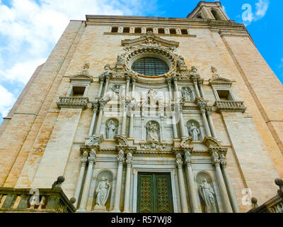 La cathédrale de Gérone en Catalogne, Espagne, Roman, Gothique et Baroque Banque D'Images