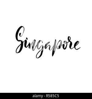Singapour. Lettrage moderne brosse sèche. Bannière de calligraphie. Typographie de l'affiche. Vector illustration. Illustration de Vecteur