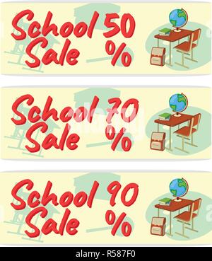 Bannière de l'École de vente. D'icône et de Logo. Élément de design isolés. Cartoon Vector illustration. Illustration de Vecteur