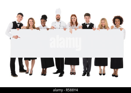 Personnel du restaurant titulaires d'ouverture vierge Banque D'Images