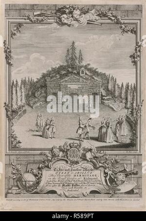 Vue de l'Ermitage. Vue de l'Ermitage dans le jardin royal à Richm. 1735. Vue de l'Ermitage dans le jardin royal à Richmond. Image prise de vue de l'Ermitage dans le jardin royal à Richmond, par I. Gravelot, gravées par Du Bosc. Publié initialement en 1735. produits/ . Source : Maps.K.Haut.41,16.m,. Langue : Anglais. Banque D'Images