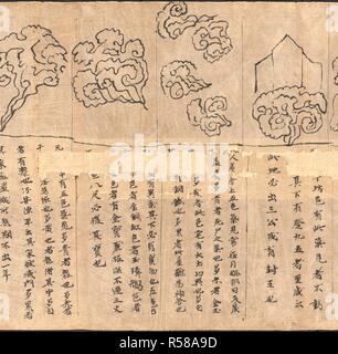 Défilement chinois illustrant la nuit ciel vu de l'hémisphère nord. Il est divisé selon les stations de la planète Jupiter en 12 sections. Les cartes de Dunhuang. La Chine, de la dynastie Tang (618-906). Source : Ou.8210/S.3326 R.1.(4). Banque D'Images