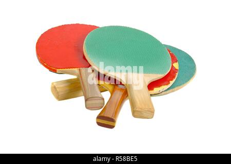 Raquettes de ping-pong sur blanc Banque D'Images