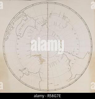 Une carte de l'hémisphère sud (1776). Les pistes du navire, 'aventure'. Vingt-deux graphiques, des vues sur des promontoires, etc., prises au cours du voyage du capitaine Cook dans la résolution par le Pacifique et le Sud de l'océan, 1772-1774. Grand Folio. [15 500.]. 1772-1774. Source : ajouter. 15500, n°2. Auteur : COOK, JAMES. Banque D'Images