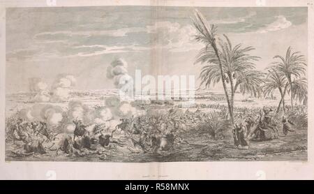 Une scène de bataille. Voyage dans la basse et la Haute-EÌgypte pendant les campagnes du geÌneÌral Bonaparte. Paris, 1802. Bataille des Pyramides. Image prise de Voyage dans la basse et la Haute école gypte pendant les campagnes du gÃ©nÃ©ral Bonaparte. Publié à l'origine/produit à Paris, 1802. . Source : 458.h.11-12, planche 12. Langue : Français. Auteur : DENON, DOMINIQUE VIVANT, BARON. Banque D'Images