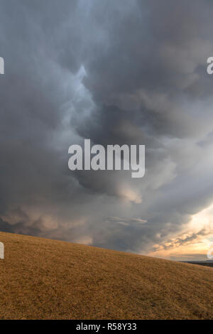 Szinérváralja, orages, nuages Mammatus, coucher de soleil, Thuringe, Allemagne Banque D'Images