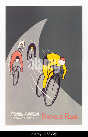 3/23/1955- U.S. Affiches de propagande des années 50 Asie - Ryukyuan-American Comité d'amitié Bicycle Race Banque D'Images