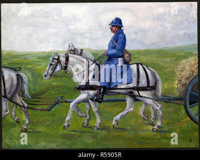 Esquisses et dessins de la PREMIÈRE GUERRE MONDIALE - soldat français à cheval Banque D'Images