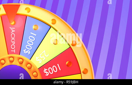 Rendu 3D Illustration. La roue de la fortune de la chasse et de gagner jackpot. Banque D'Images