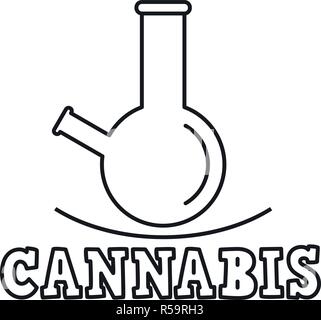 Logo ballon de fumer du cannabis. Contours cannabis jaugée logo vector pour la conception web isolé sur fond blanc Illustration de Vecteur