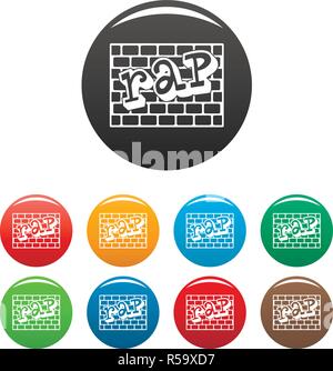 Mur de briques Rap icons set 9 vecteur de couleur isolé sur blanc pour toute conception Illustration de Vecteur