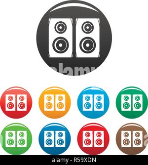 Haut-parleurs Studio icons set 9 vecteur de couleur isolé sur blanc pour toute conception Illustration de Vecteur