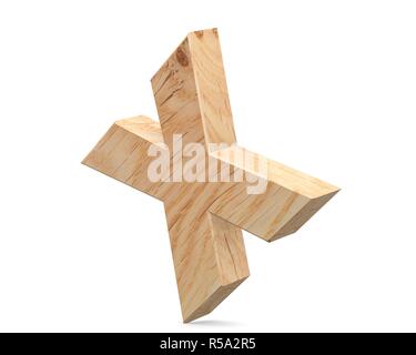 Décoration 3D wooden Alphabet, lettre capitale X Banque D'Images