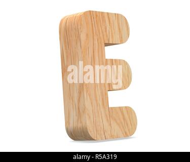 Décoration 3D wooden Alphabet, lettre capitale E Banque D'Images