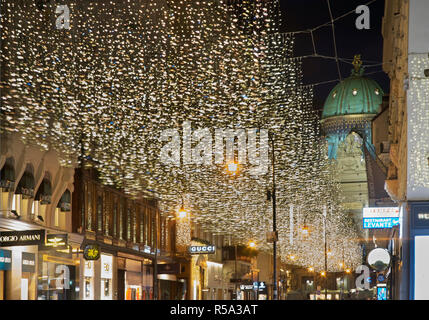 Des décorations de Noël de la rue Kohlmarkt à Vienne. L'Autriche Banque D'Images
