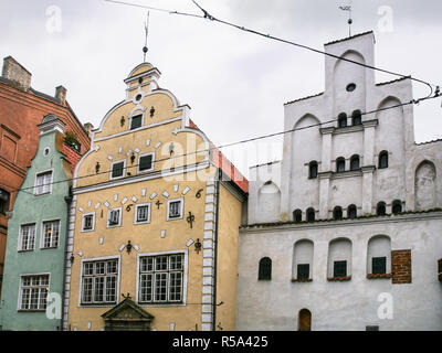 Trois maisons médiévales (les trois frères) à Riga Banque D'Images