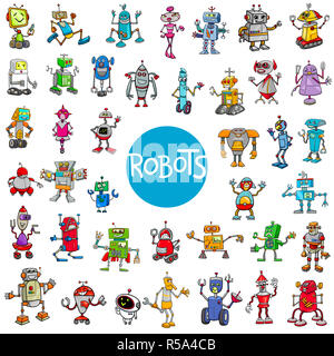 Cartoon caractères robot big set Banque D'Images