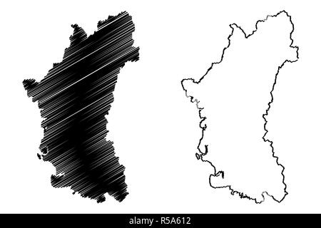 Perak (États et territoires fédéraux de la Malaisie, Fédération de Malaisie) map vector illustration gribouillage, croquis Perak Darul Ridzuan site Illustration de Vecteur