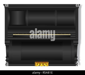 Piano droit noir Banque D'Images
