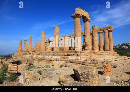 Valle di Templi di Agrigento, Temple de Héra Lakinia ou Temple de Junon, Tempio di Giunone, Agrigente, Sicile, Italie Banque D'Images