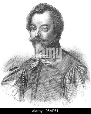 Sir Francis Drake, vice-amiral, 1540, 1596, gravure sur bois, portrait, 1885, Angleterre, Royaume-Uni Banque D'Images