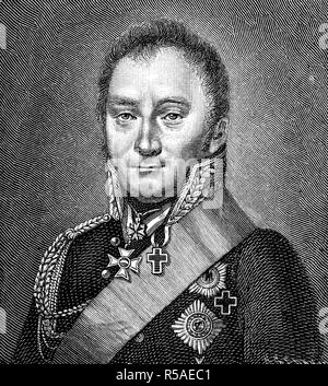 Friedrich Emil Ferdinand Heinrich von Kleist Count Nollendorf, le 9 avril 1762, le 17 février 1823, était un officier prussien, gravure sur bois Banque D'Images