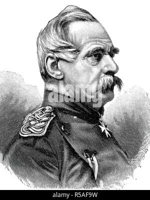 Albrecht Theodor Emil Graf von Roon, 30 avril 1803, le 23 février 1879, homme d'État prussien, woodcut, Allemagne Banque D'Images