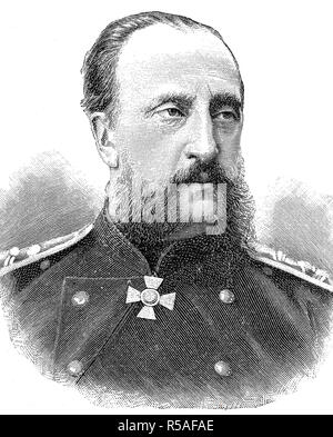 Grand-duc Nicolas Nikolaïevitch de Russie, le 8 août 1831, 25 avril 1891, woodcut, Russie Banque D'Images