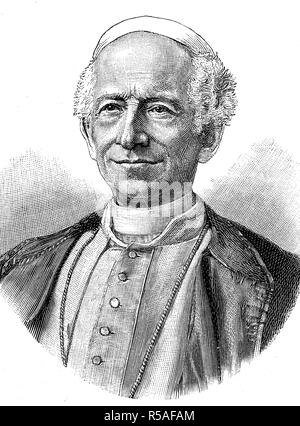 Le pape Léon XIII, Vincenzo Gioacchino Pecci, le 2 mars 1810, le 20 juillet 1903, woodcut, Cité du Vatican Banque D'Images