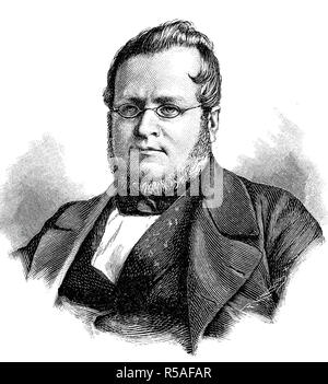 Camillo Benso Comte de Cavour, 10 août 1810- Le 6 juin 1861, Premier Ministre du Royaume de Sardaigne, woodcut, Italie Banque D'Images