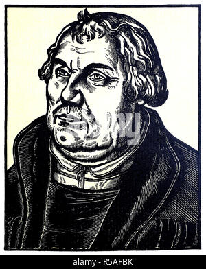 Portrait de Martin Luther après Lucas Cranach, le 10 novembre 1483 -18. Février 1546, théologien et réformateur, woodcut, Allemagne Banque D'Images