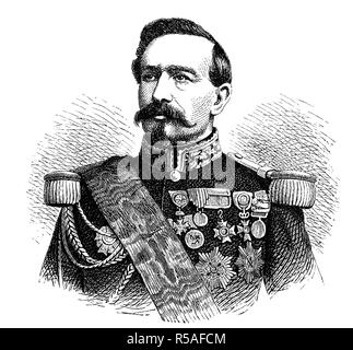 Charles Denis Sauter Bourbaki, 22 avril 1816, 22 septembre 1897, général, woodcut, France Banque D'Images