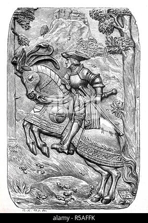 Ferdinand I. L'Archiduc d'Autriche, le 10 mars 1503, le 25 juillet 1564, comme un cavalier sur un cheval, gravure sur bois, Allemagne Banque D'Images