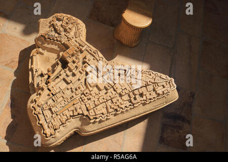 Carte ancienne d'or Fort de Jaisalmer sur la sculpture sur pierre. Banque D'Images